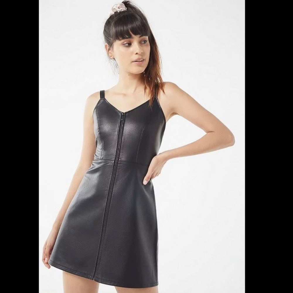 Urban Outfitters Black Leather Zipper Dress